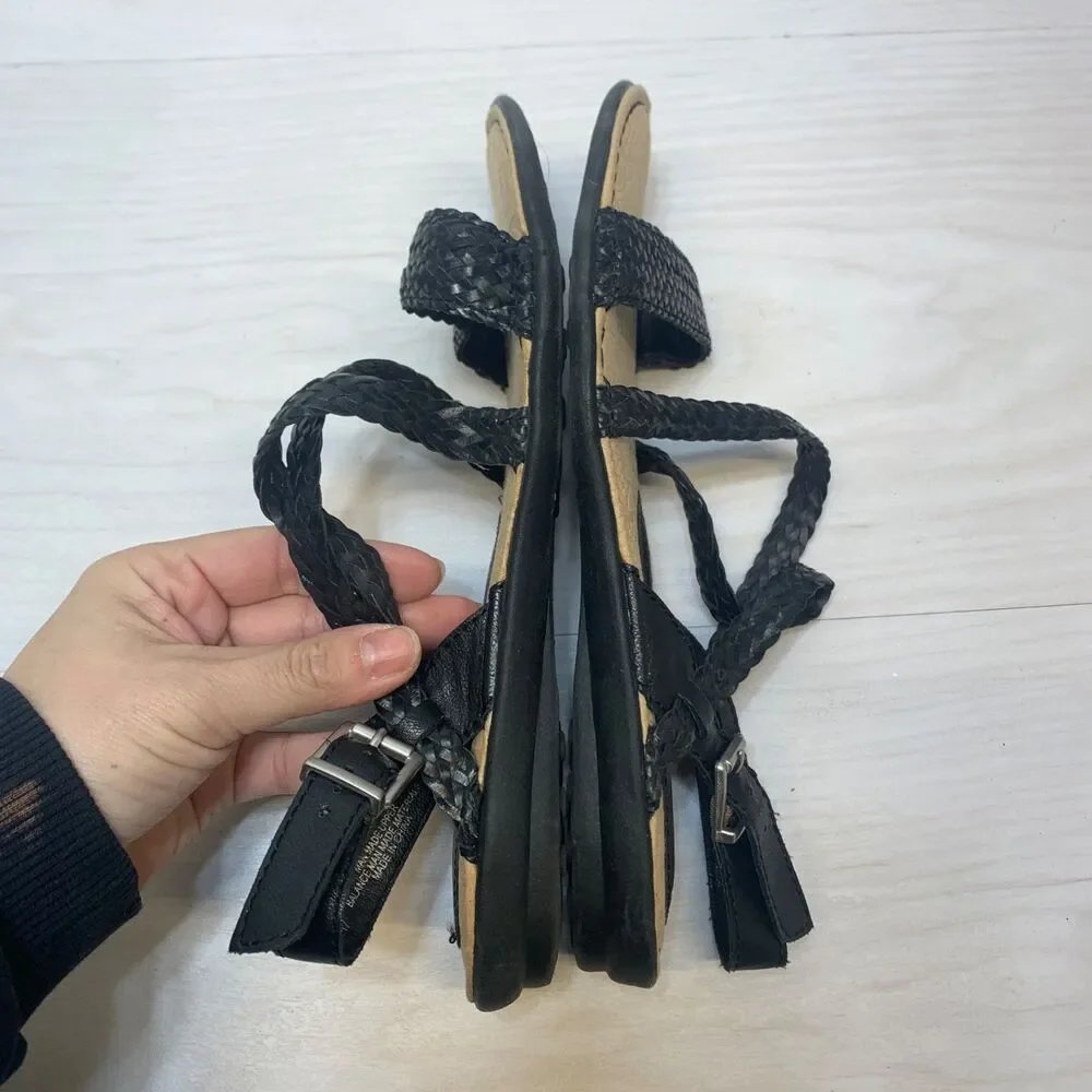 BOC Born Concept Women's 8 Black Braided Faux Leather Gladiator Open Toe Sandals